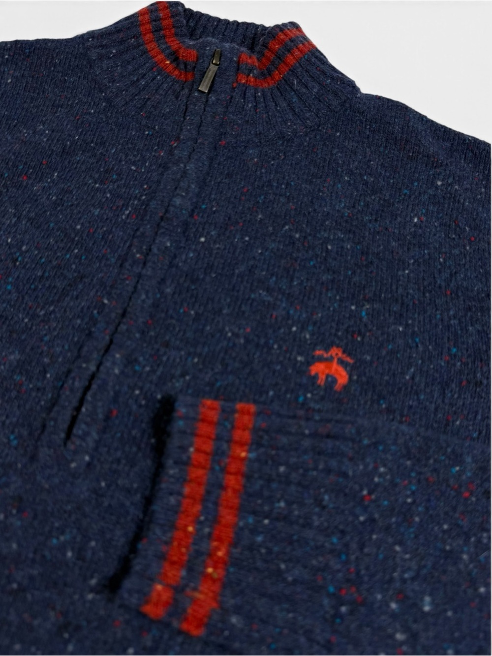 Brooks Brothers Lambswool Donegal Fleck Quarter Zip Sweater M NWOT